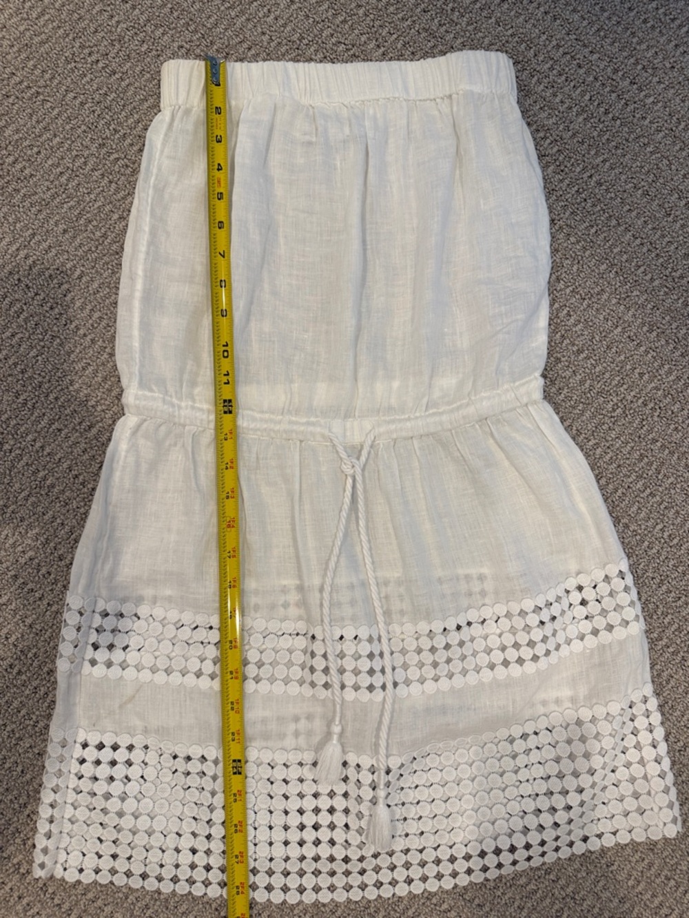 Vineyard Vines White Linen Mini Dress with Eyelet Trim